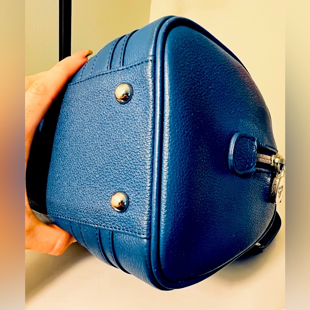 Authentic MCM Mini Boston Bag Blue Leather - Picture 7 of 16